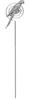 pp-b08 Parrot English pewter on a METAL ornamental flowerbed garden memorial plant window box sign stake gfass