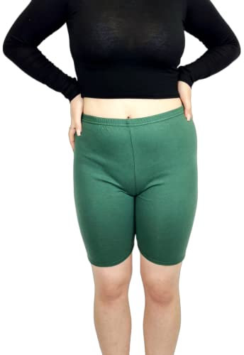 LUXE DIVA Womens Cycling Over-Knee Shorts Dancing Super Stretch Ladies Dancing Walking Running Gym Biker Active Casual Sports Yoga Pants Bottle Green