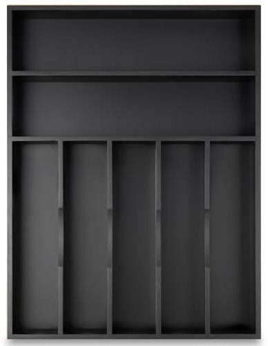 Besilord Organizador de cubiertos para cajón de cocina, organizador de utensilios, soporte de cubiertos de bambú, bandeja organizadora de cubiertos para cajón, 7 compartimentos, negro