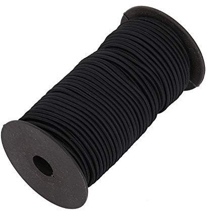 Trimming Shop 4mm Wide Bungee Rope Shock Cord, Stretchy Strap, Round Elastic String for Sewing, DIY Craft Projects, Kayaks, Backpack, Tent Poles, Black, 250 Metres