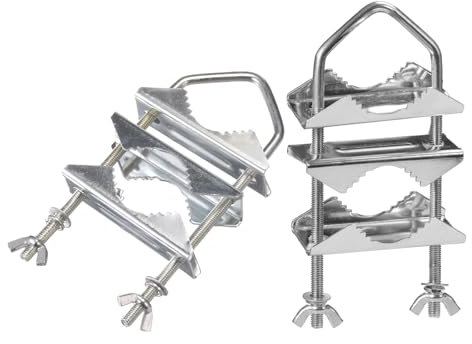 Superbat Antenna Mast Clamps U-Bolt Mounting Hardware Bracket & V Jaw Block (2Pcs) for TV CB Ham Outside Home Antenna Lora Double Pipe-Mounting etc.