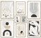 ARTFAVES® Poster Set - ABSTRACT BLACK ART - mehrteilige Wanddeko Wohnzimmer & Schlafzimmer - 8 moderne Wandbilder abstrakt, Kunst, Henri Matisse, schwarz-weiss, beige - mit Rahmen Eiche