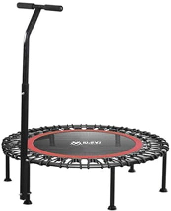 Flexi Muscles - 40 Mini Rebounder Fitness Trampoline for Adults with Bungee Cords and Safety Bar. 330LBS/150KG Weight Limit, Ideal for Indoor Outdoor Home Gym Workouts. (Red)