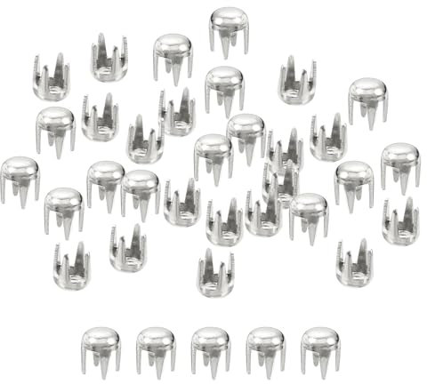sourcing map 200 Piezas Tachuelas Redondas Plateadas de 2mm Remaches de Garra de Metal Puntas de Estilo Punk Rock para Manualidades en Cuero Ropa Cinturones Bolsos Pulseras