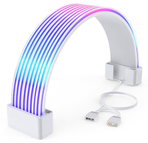 Sirlyr RGB PSU Cables LED Strips,ARGB PC Cable Cover Compatible Single 8 Pin Dual 8 Pin,12VHPWR GPU Power Supply Cables,3Pin SYNC for Computer Setup 8In