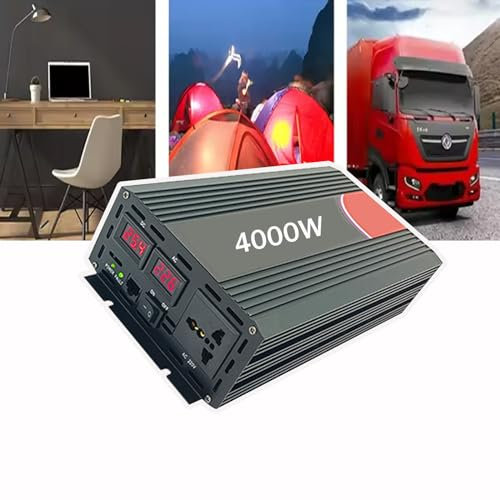 QIeAny Onduleur À Onde Sinusoïdale Pure (AC220V), Puissance De Crête De 3 000 À 8 000 W, 2 Prises Secteur, Efficacité De Conversion De 90%, pour Camping-Car, Camion,4000W,48V