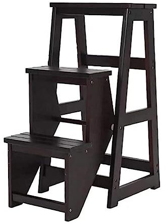Escabeau Pliant en Bois, Meubles de Maison, avec Large Plateforme, escabeau en Bois personnalisé, Chaise Pliante (Noir)