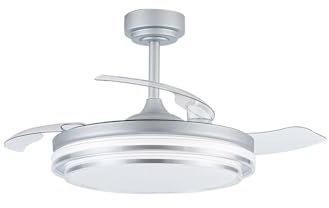 Ventilador de techo Lander plateado motor DC 2 tamaños grande y pequeño | Lampara ventilador de techo con luz regulable