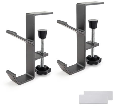 LWLWA Gancio per Borse da Tavolo 2 Pezzi, Regolabile Appendi Borse da Tavolo, Doppio Gancio Portaborse da Tavolo, per Supporto Cuffie, Scrivania Ufficio, Tavolo Studio, Tavolo Computer