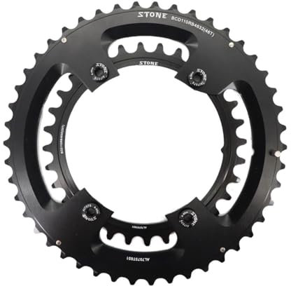 Stone Rundes Kettenblatt 2 x 110 BCD Kompatibel mit Shimano Gravel Road Road CNC Aluminium 7075-T651, 4 Arme, R7000 105, R8000 Ultegra, R9100 Dura Ace, Spider 110BCD 9-11 Geschwindigkeiten (52-36)