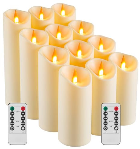 Da by Candele a LED, candele a batteria a LED, che possono essere utilizzate all'aperto. Una lampada a candela in plastica come la paraffina. 12pcs