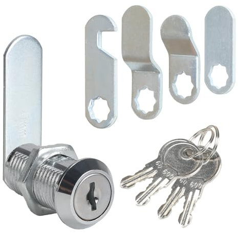Luabue Serrure de Boîte aux Lettres 25mm avec 4 clés Serrure à Levier avec 5 Plaques de Serrure Différentes Serrure Batteuse a Came pour Boîtes aux Lettres (25mm)