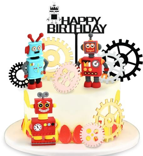 Roboter Kuchen Dekoration, 11 Stück Robot Cupcake Dekoration, Roboter Cupcake Toppers, Roboter Geburtstag Kuchen Topper, Cake Toppers Roboter, Kinder Roboter Geburtstag Tortendeko