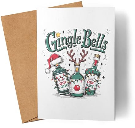 Lilavie-Design Gingle Bells Karte Weihnachten Gin Geschenkidee Weihnachtsfeier Weihnachtskarte