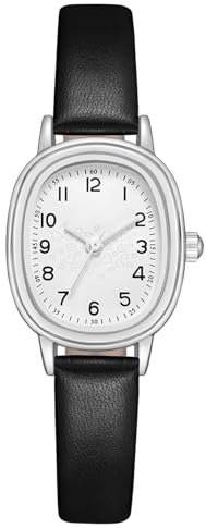 CIVO Uhren Damen Eckig Armbanduhr: Klein Damenuhr Analog Quarz - Lederarmband Uhr für Frauen Mädchen Klassisch Wasserdicht Schwarz
