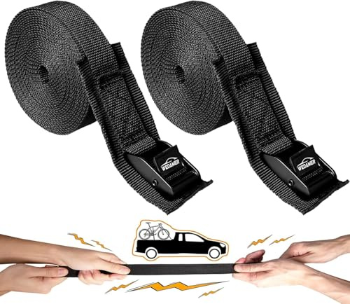 WEDAMER - 2 Pack 5ft Kayak Tie Down Straps, Padded Tie Down Strap with Cam Buckle, Adjustable Cargo Straps Kayak, Roof Bar, Ratchet Strap for Truck,