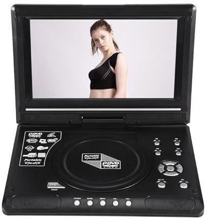 Lecteur DVD Portable de 9,8 avec Carte SD/Port USB,Lecteur De Fichiers Multimédia,écran LCD à écran Plat de 270 Degrés Lecteur de Télévision Batterie Rechargeable Intégrée (Noir)