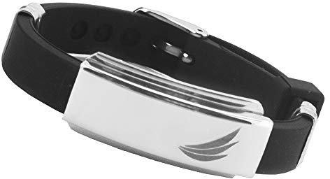 Generisch Premium Energy Ionen Silikon Magnetarmband 3 Wings Magnetix Klassik Design sportlich Uni gravierbar poliert Größe S - XL mit Schmuckbeutel TCM # 607 schwarz
