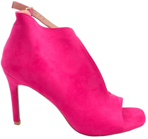 Malu Shoes Tronchetto Donna Stivaletto spuntatina in camoscio Fucsia Tacco a Spillo 12 cm con Apertura Laterale e Chiusura Caviglia (38 EU)
