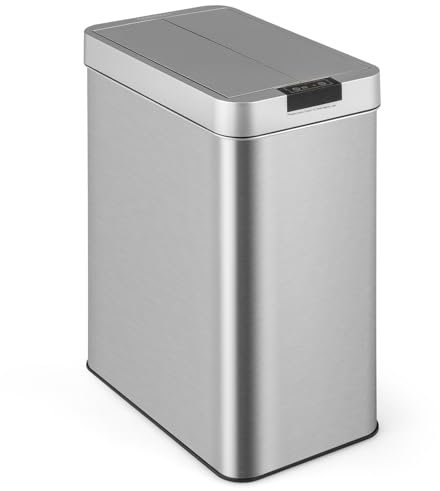 Automatic Sensor Kitchen Bin 50L - Stainless Steel Touchless Infrared Motion Waste Bin with Soft Closure Lid - Fingerprint-Proof Smart Trash Can for Home Office