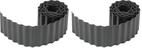 Meister Flexible Rasen- und Beeteinfassung - anthrazit - 9 m Länge & 15 cm Höhe - Aus schlagfestem Kunststoff - Einfach zu montieren - Zuverlässige Wurzelsperre/Rasenkante/Beetbegrenzung / 9957130