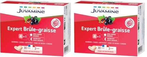 JUVAMINE - Expert Brûle Graisse Jour et Nuit - Contribue à Brûler les Graisses, Eliminer les Toxines, Réduire l'aspect Cellulite et Détoxifier le Foie - 2 x 30 comprimés - Fabriqué en France