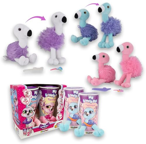 #sbabam Funny Box My Lovely Pet Flamingos, weiche Flamingos mit Zubehör, 2 Stück, Kinderspielzeug Tiere, Kinderspielzeug und Kioskpuppen, Stofftiere zum Waschen, Trocknen, Kämmen