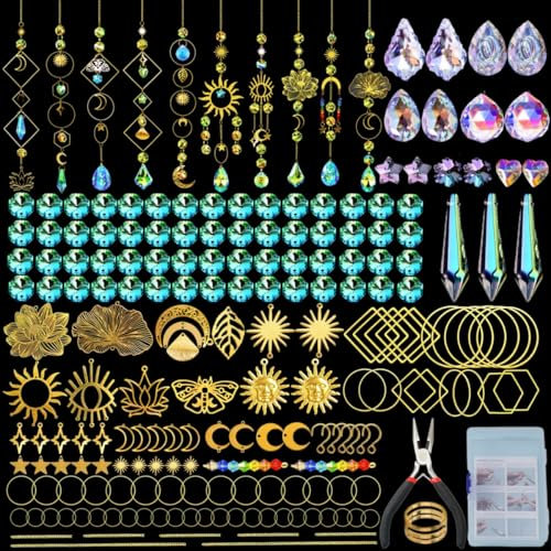 IcosaMro 400 Pieces Sun Catchers Arts and Crafts for Adults, Crystal Suncatchers Craft Kit for Adults, Suncatcher, DIY Prism Making, Interior Window Accessories