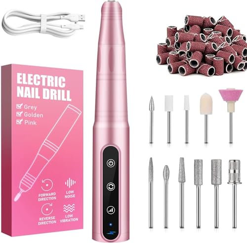 Ponceuse pour Ongles Professionnelle 35000 tr/min, Lime a Ongle Electrique Sans Fil Avec LED écran Numérique, Kit de Manucure Pédicure Rechargeable Vitesse Réglable
