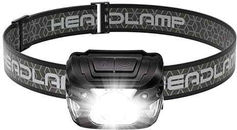 konqkin Head Torch Rechargeable-Super-Bright-LED-Headtorch-Headlamp with Sensor Control-Headlight-10 Light Modes-IPX4 Waterproof,A3601
