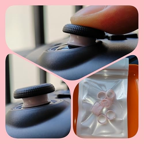 Apto para PS5/PS4/Switch Pro/ROG Ally/Steam Deck, Paquete de 8 Anillos Protectores de Silicona para Joystick, Fundas elásticas Antideslizantes para Consolas de Videojuegos (Rosa)