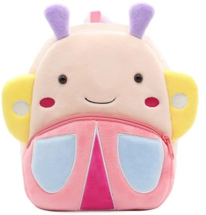 KOMUNJ Kleinkind Rucksack, Schultasche, Kleinkind Rucksack für Jungen und Mädchen, Tier Cartoon Mini Tasche Plüsch Kinder Rucksack, für Baby 1-5 Jahre (Schmetterlinge)