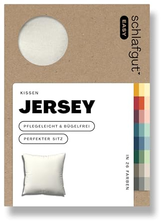 schlafgut Easy Jersey Kissenbezug 80x80 cm 100% Baumwolle, Off-White | Kopfkissenbezug, Kissenhülle, Weiß, Jersey, Ton-in-Ton Reißverschluss, bügelfrei, OEKO-TEX, atmungsaktiv