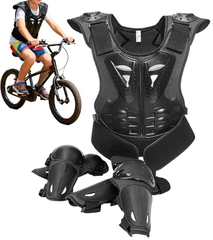 De Cross per Bambini - Gilet per il corpo, protezione per ginocchio e gomito, da equitazione su moto | bambini ragazze 8-15 anni, bicicletta sci pattino bicicletta moto