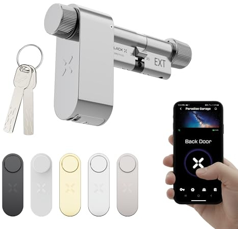 BLACK X Smart Door Lock with high Security Euro Profile Cylinder for keyless Entry, no Wiring or Drilling Required, Long Battery Life, smart app, Optional Accessories Avail (Polished Chrome, 35/35mm)