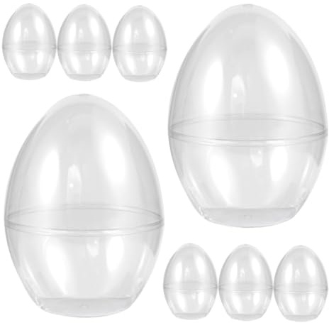 PartyKindom 8pcs Plastic Ornaments for Crafts Plastic Egg Box Stable Flat Bottom Elegant Design Jumbo Size for Birthday Parties and Other Celebrations