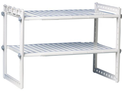 Rayen - Organizador Bajo Fregadero Universal, Estantería Ajustable con 10 Lamas Extraíbles y Tubos Telescópicos, Ancho Extensible 41-70 cm, Altura 40 cm