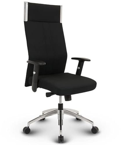 VERSEE Ergonomischer Bürostuhl Chefsessel Black-Line in Schwarz aus Stoff für Büro und Home-Office - Belastbar bis 150kg