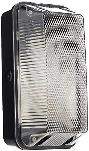 Knightsbridge 230V IP65 60W B22 Bulkhead with Clear Prismatic Diffuser and Black Plastic Base