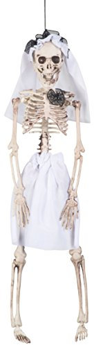 Boland 72089 - Deko Figur Skelett Braut, Party Deko für Halloween oder Karneval, Dekoration mit Knochen, Hängedeko für Wand oder Fenster