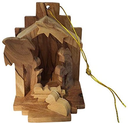 Bethlehem Gifts Weihnachtsbaum, Olivenholz, klein, 6,6 cm hoch, handgeschnitzt
