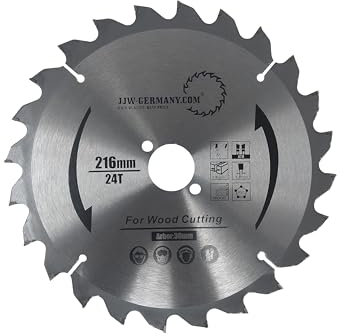 HM-Kreissägeblätter 216 x 30 negativer Spanwinkel für Kappsägen in Industriequalität (216 x 30 Z= 24 WZ negativ)