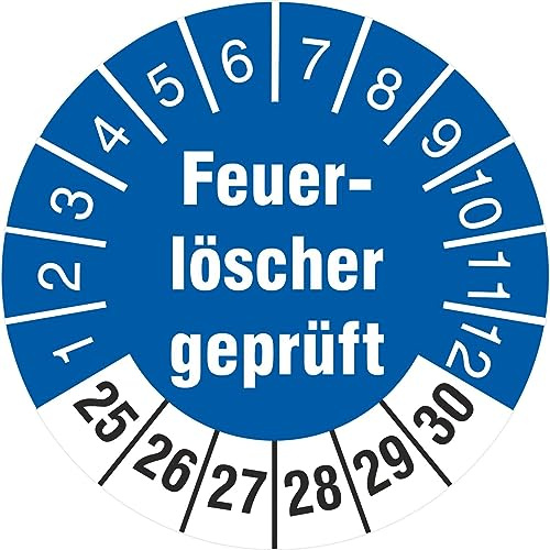 50 Prüfetiketten 30 mm Feuerlöscher geprüft 18 oder 30 mm Prüfplakette 2025-2030