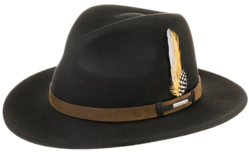 Stetson Sardis VitaFelt Traveller Hut Wollfilz Ledergarniturband Made in USA Damen und Herren Sommer Winter braun M (56-57 cm)