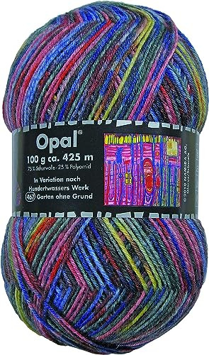 100 gr. Sockenwolle, Strumpfwolle, Hundertwasser, Neu, 4-fädig, Fb. 467, Garten ohne Grund