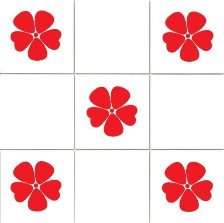 Vinylworld Poppies kitchen/bathroom wall tile decal stickers x12 (Cherry Red)