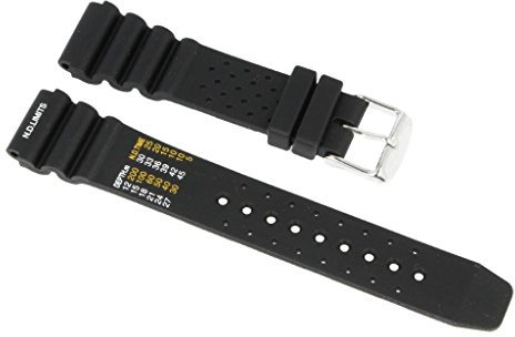 PUREgrey Sport - Taucheruhrarmband Kautschuk/Silikon schwarz 22mm mit Edelstahlschließe