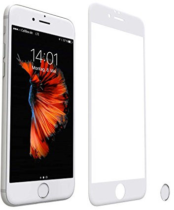 CELLBEE iPhone 7 8 SE Panzerglasfolie, Curved inkl. Applikator, Panzerfolie Staubfrei Sensor, Home Button, Premium Displayschutzfolie, Full Cover 4D Schutzfolie, Displayschutz Weiß