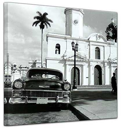 Bilderdepot24 Bild auf Leinwand | Oldtimer - Kuba in 60x60 cm als Wandbild | Wand-deko Dekoration Wohnung modern Bilder | 16082