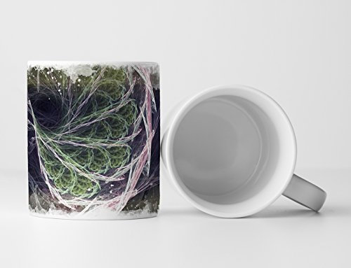Eau Zone Design Abstrakt Tasse Geschenk abstrakte Linien lila pink grün